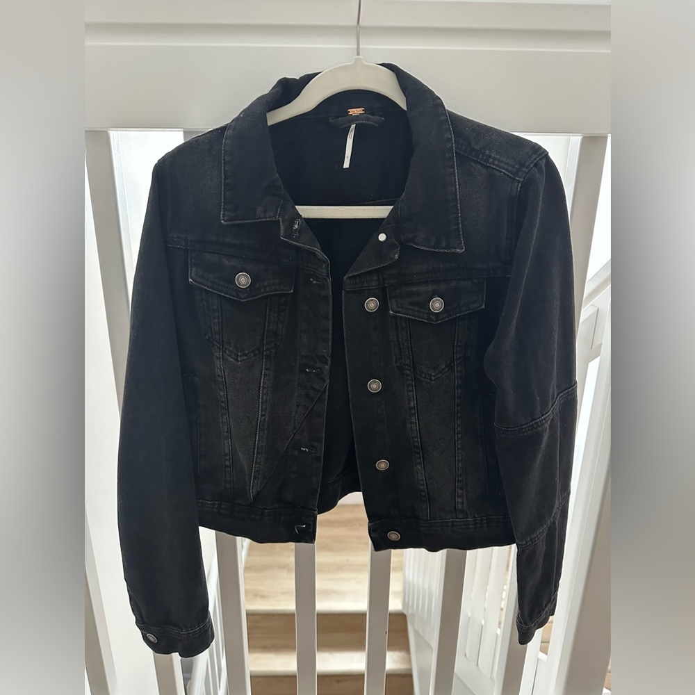 Free people black denim jacket